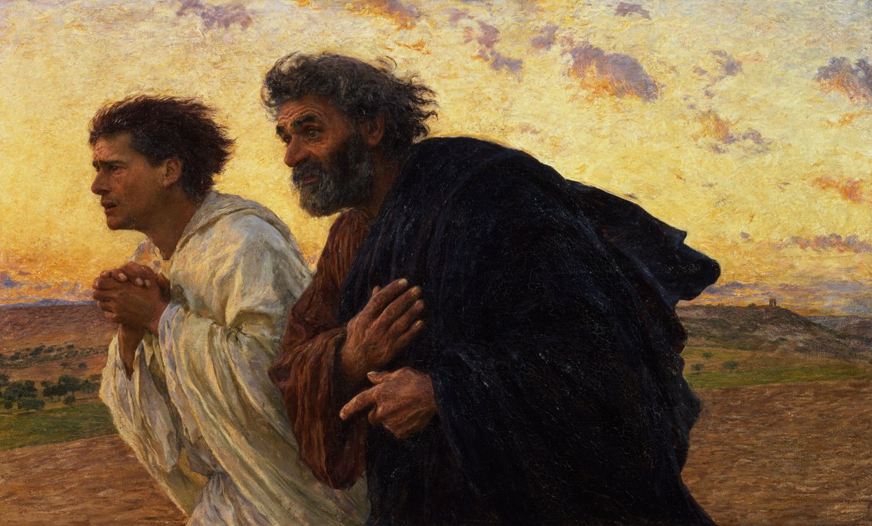 Disciplene Peter og Johannes løber til graven om opstandelsens morgen, ca. 1898 af Eugene Burnand