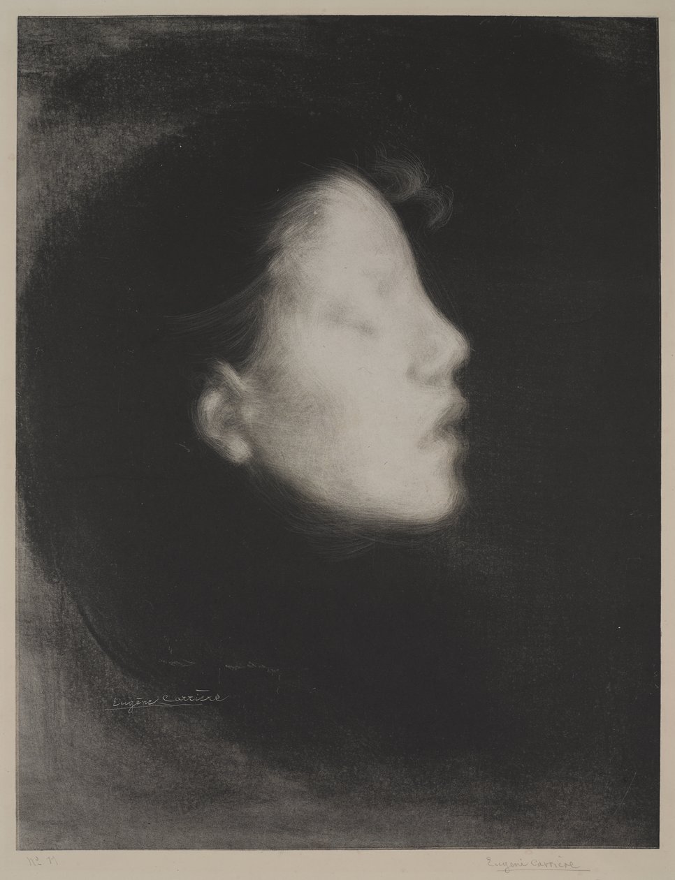 Nelly Carriere (Tete de femme), 1895 (litografi på vævet papir) af Eugène Carrière