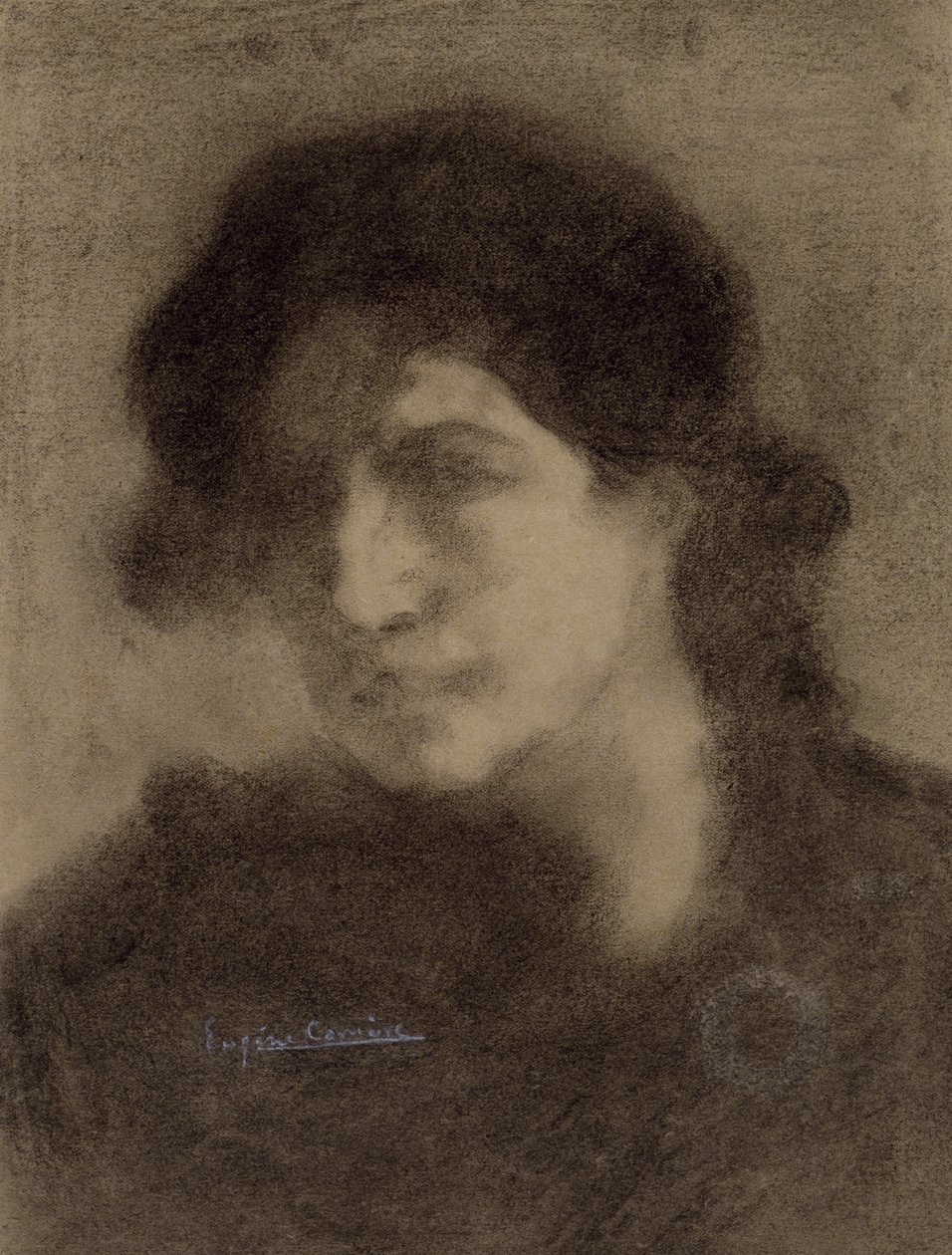 Uden titel, c. 1890 (kul på papir) af Eugène Carrière