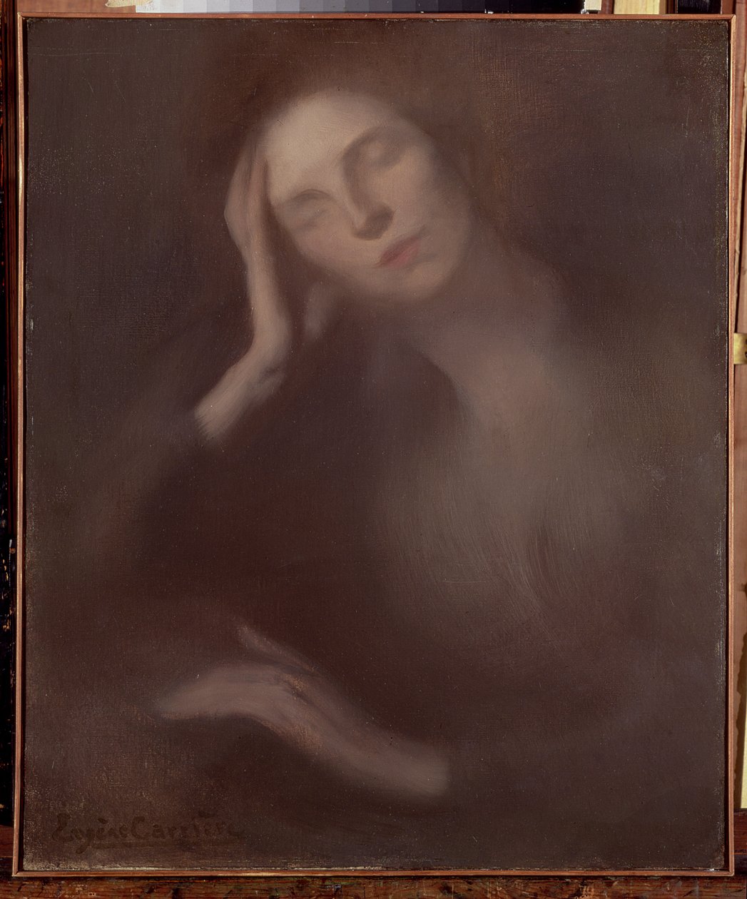 Kvinde lænet op på et bord, 1893 af Eugène Carrière
