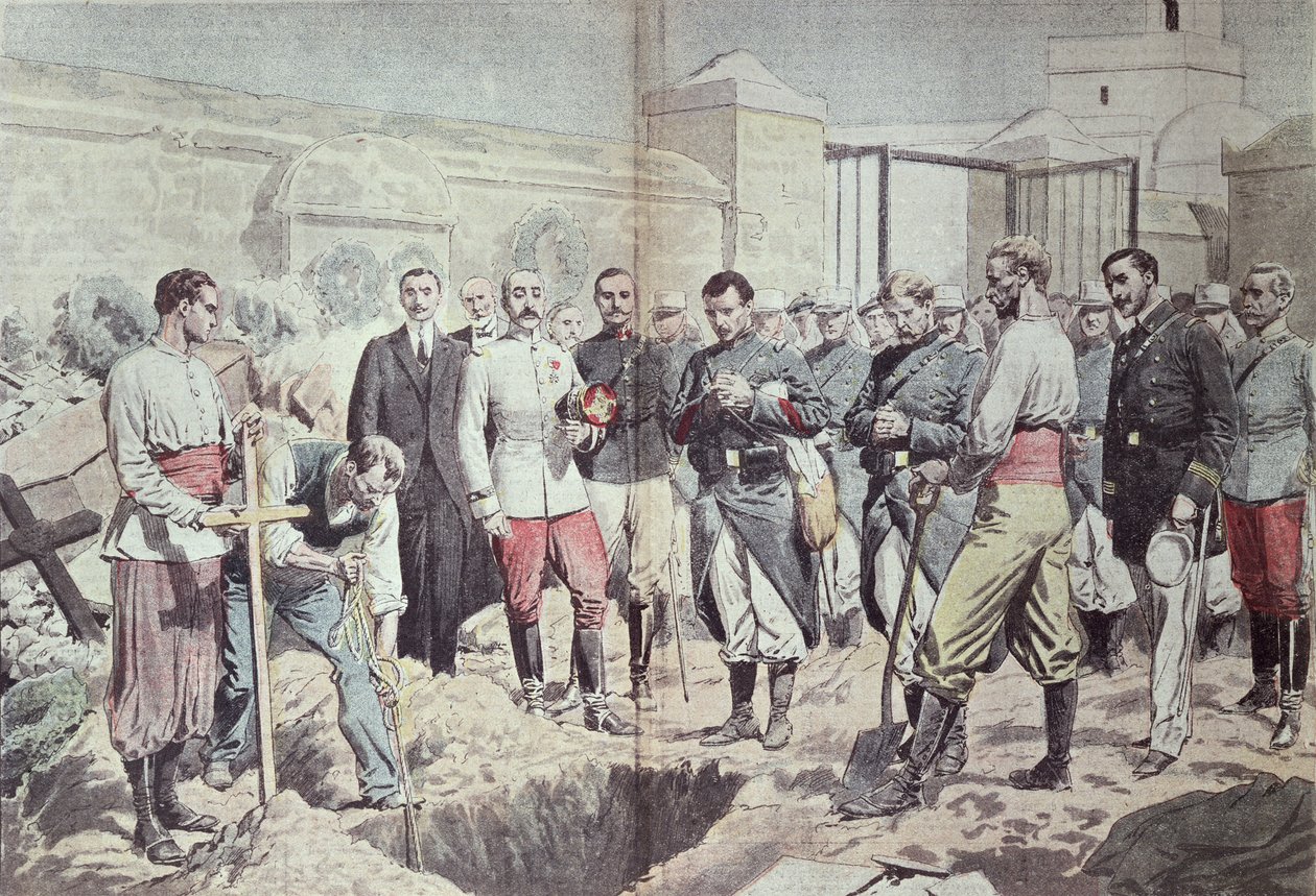 Franske legionærer i Marokko ved en begravelse, illustration fra 