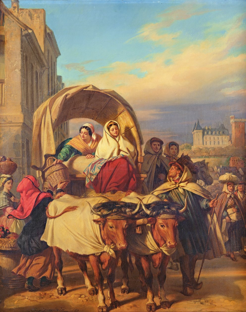 Vender tilbage til Pau-markedet, 1860 af Eugene Deveria