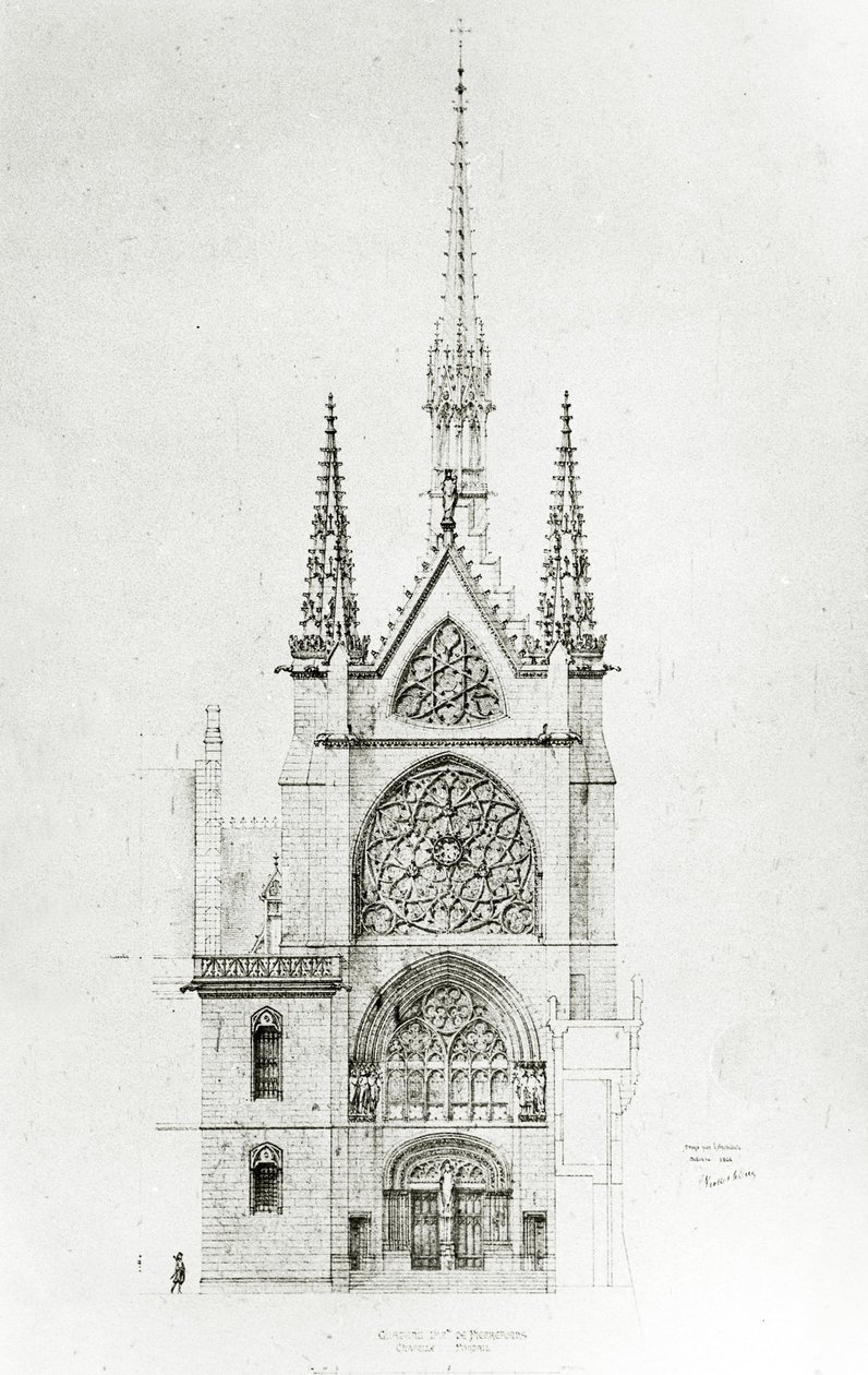 Tegning til restaurering af kapellet, Château de Pierrefonds, 1864 af Eugene Emmanuel Viollet le Duc
