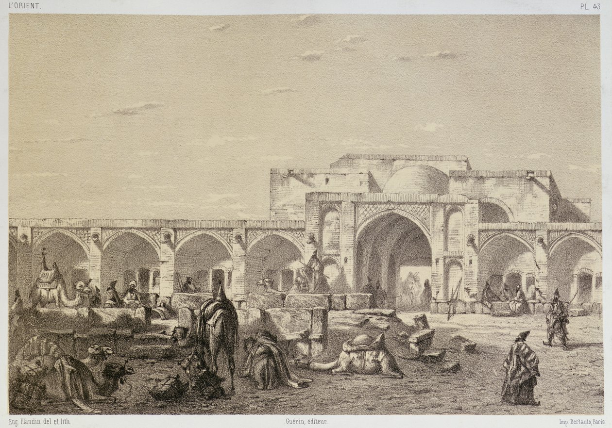 Caravanserai på vejen fra Isfahan til Shiraz af Eugene Flandin