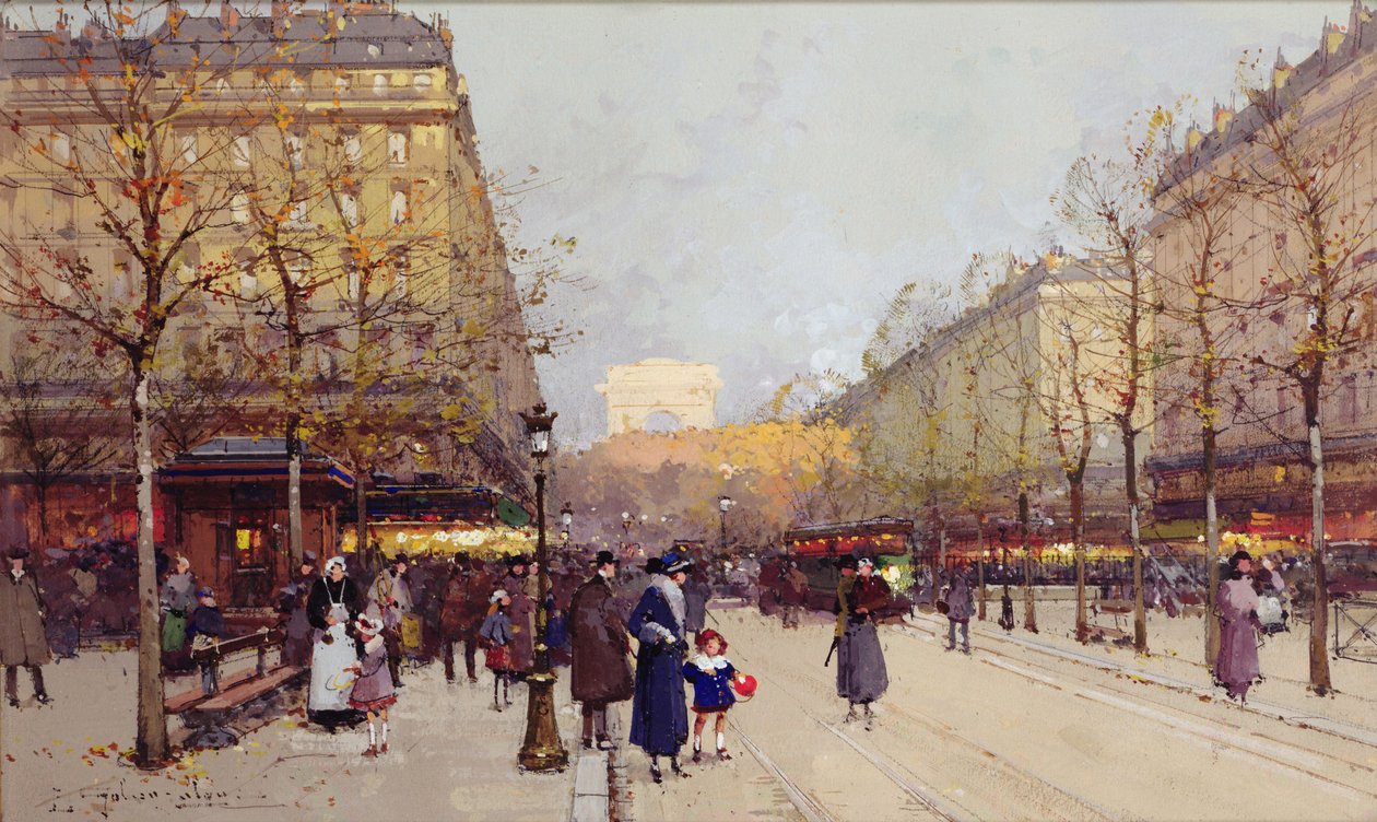 Champs Elysees, Paris af Eugene Galien Laloue