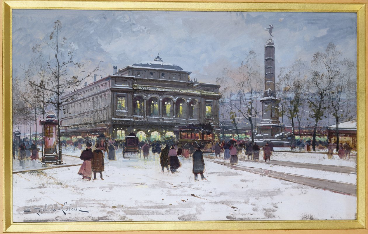 Place du Chatelet, Paris af Eugene Galien Laloue