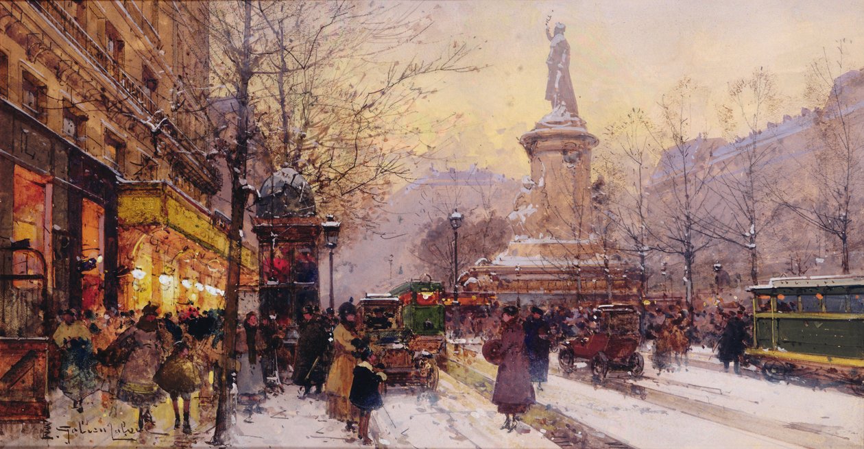 Paris vintergadebillede af Eugene Galien Laloue