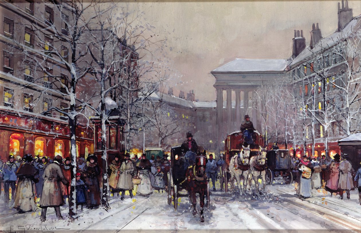 En parisisk vinterscene af Eugene Galien Laloue