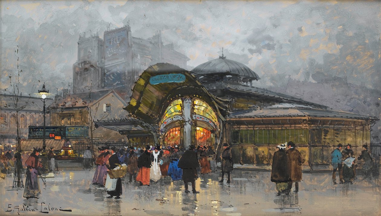 Paris, metrostation Bastille af Eugene Galien Laloue