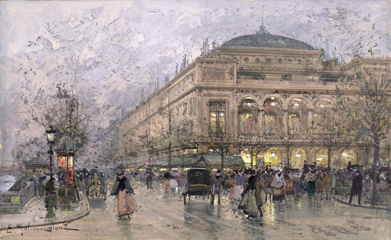 Parisisk Gadescene af Eugene Galien Laloue