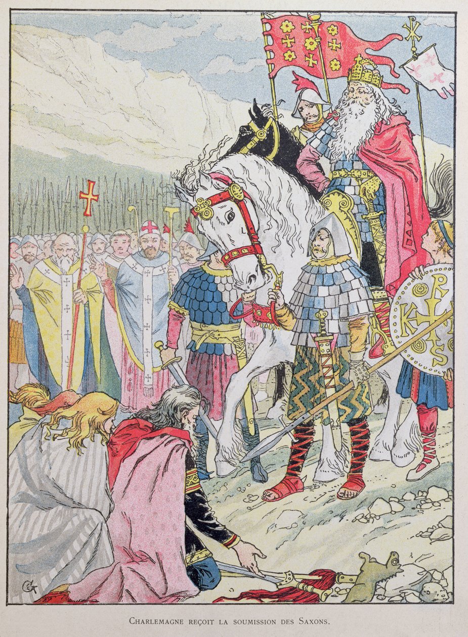 Karl den Store (742-814) modtog saksernes underkastelse i 785 af Eugene Grasset