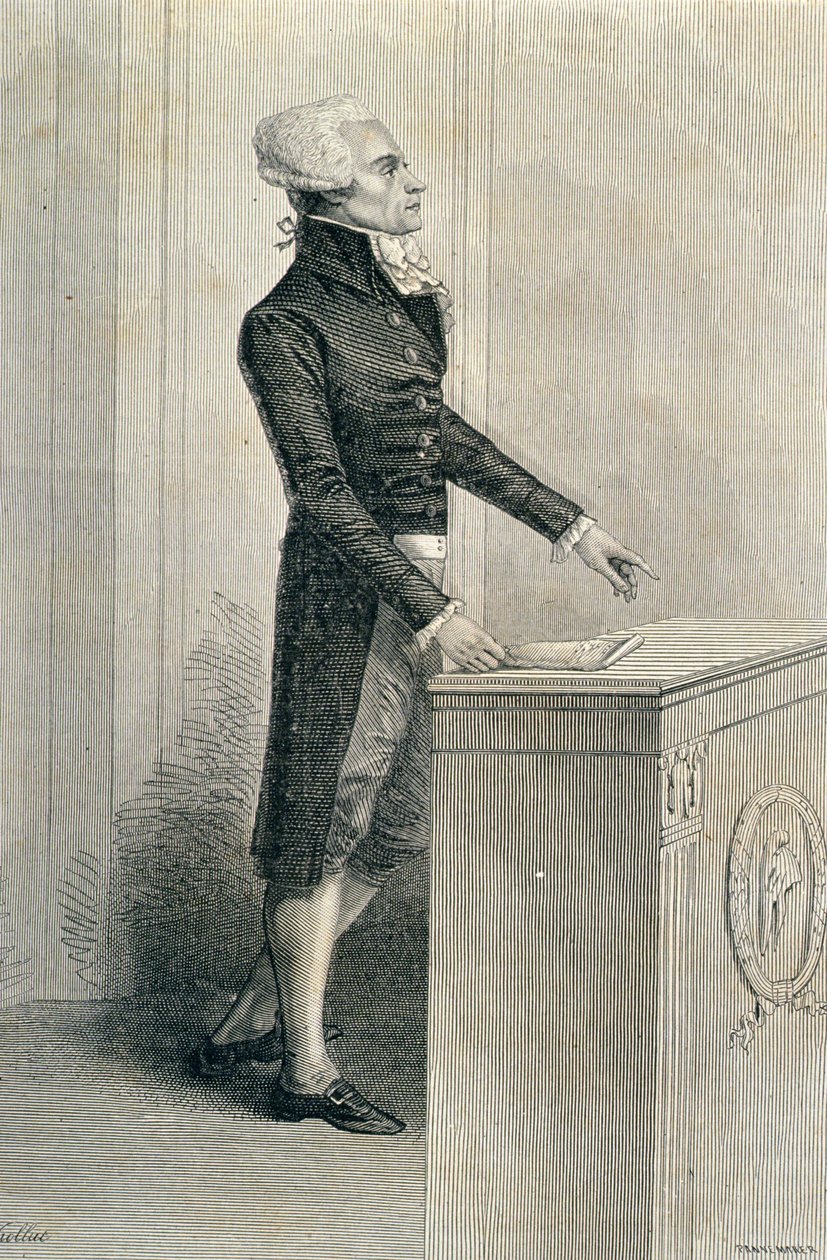 Maximilien de Robespierre (1758-94) Orating, graveret af Stephane Pannemaker (1847-1930) af Eugene Joseph Viollat