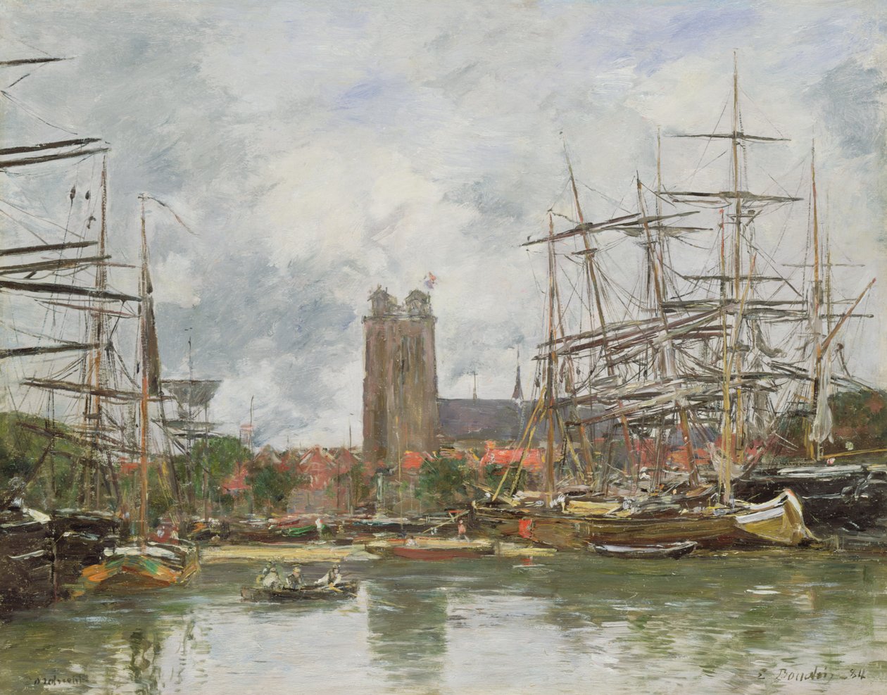 En fransk havn, 1884 af Eugene Louis Boudin