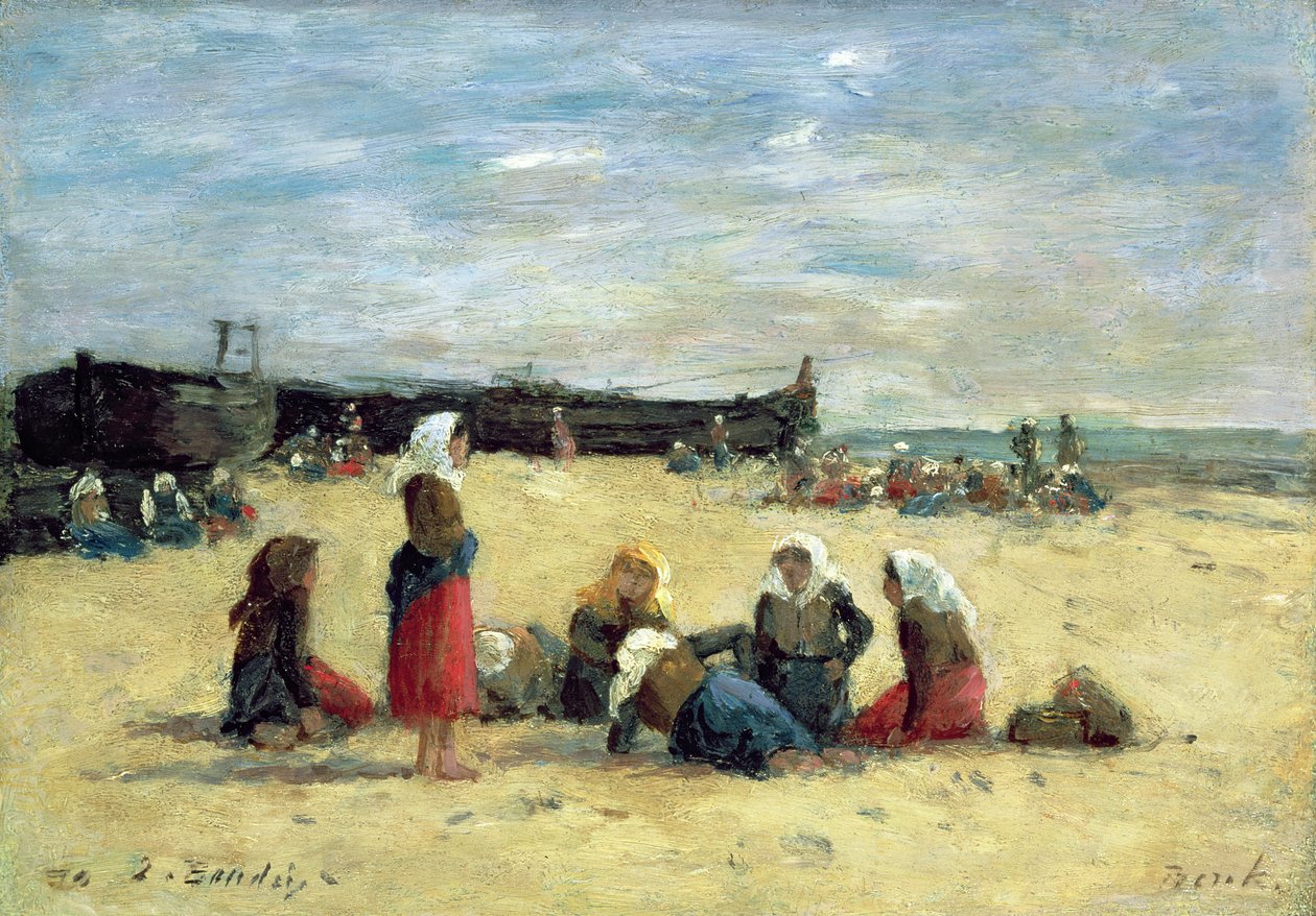 Berck, Fiskerkvinder på stranden, 1876 af Eugene Louis Boudin