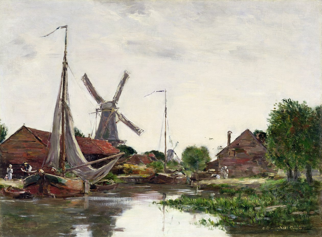 Dordrecht, Vindmølle ved Maas, 1884 af Eugene Louis Boudin