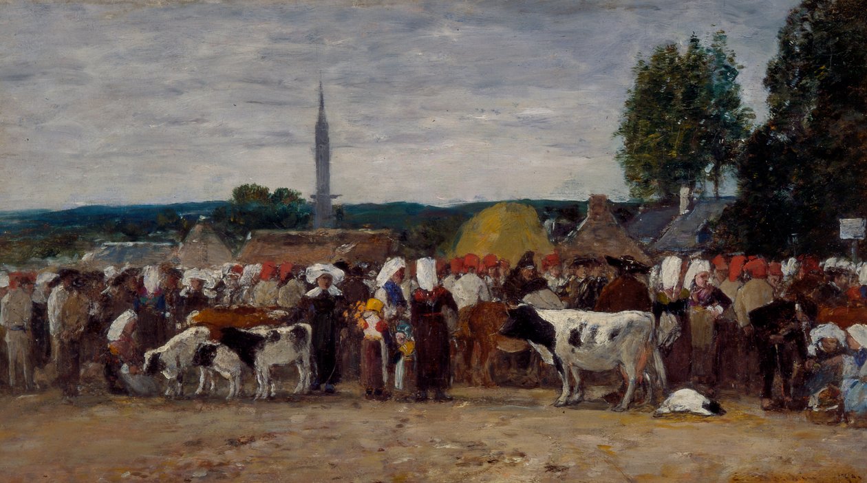 Messe i Bretagne, 1874 af Eugene Louis Boudin