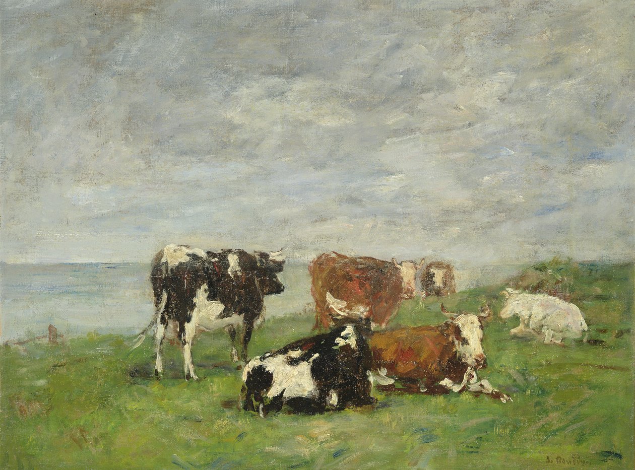 Græsgang ved Strandkanten, ca. 1880-85 af Eugene Louis Boudin