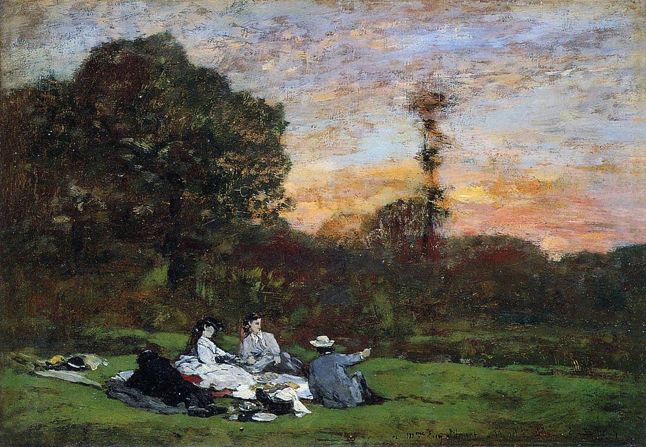 Familien Manet på picnick, 1866 af Eugene Louis Boudin