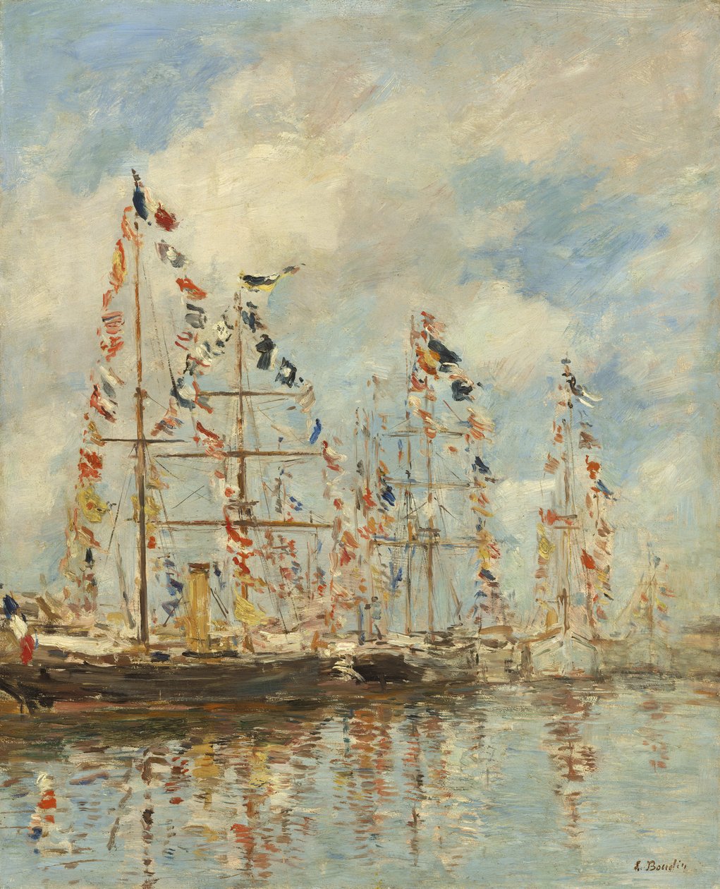 Yachtbassin ved Trouville-Deauville, ca. 1895-6 (olie på træ) af Eugene Louis Boudin