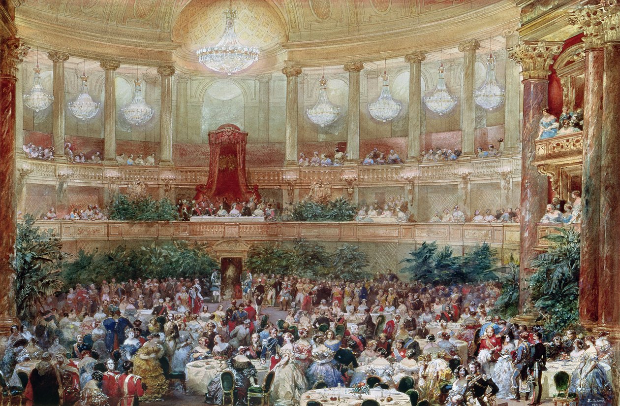 Middag i Salle des Spectacles i Versailles, 1854 af Eugene Louis Lami