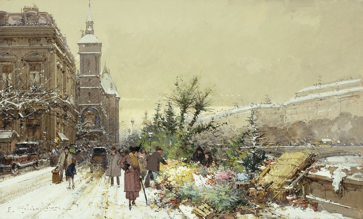 Blomstermarked; Blomstermarked af Eugene Galien Laloue