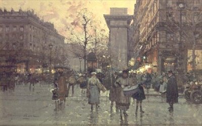 La Porte St. Denis, Paris af Eugene Galien Laloue