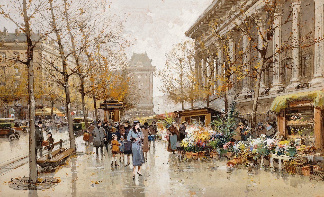 Paris Street i efteråret af Eugene Galien Laloue
