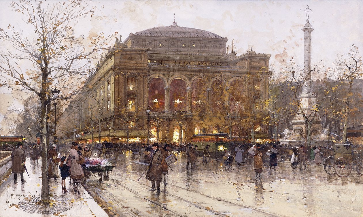 Place du Chatelet af Eugene Galien Laloue