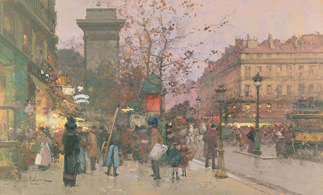 Porte Saint Denis (w/c på papir) af Eugene Galien Laloue