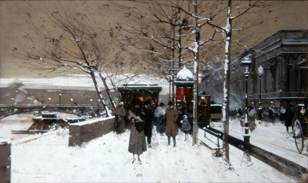 Seine kaj af Eugene Galien Laloue
