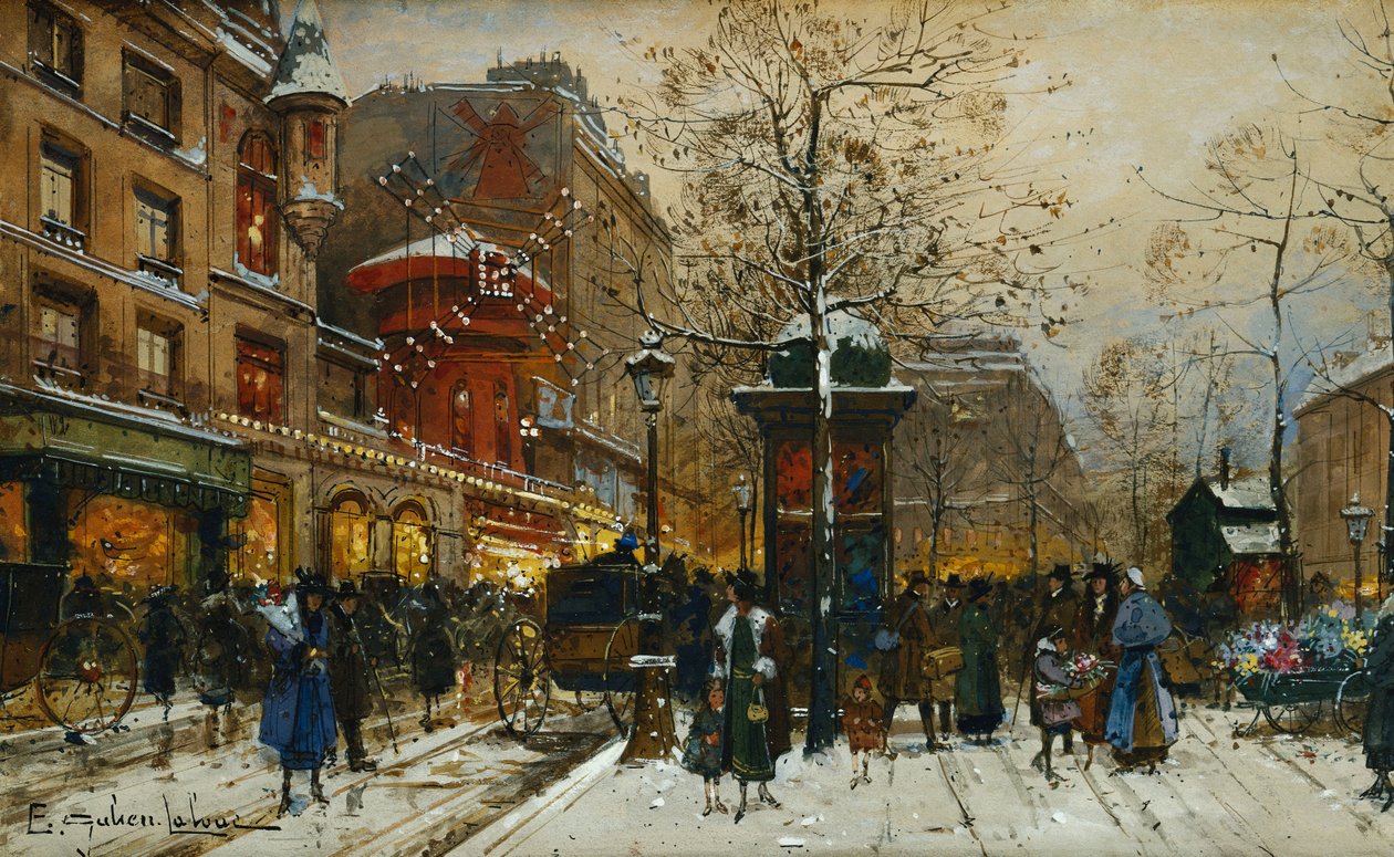 Moulin Rouge, Paris af Eugene Galien Laloue