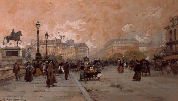 En parisisk gadescene af Eugene Galien Laloue