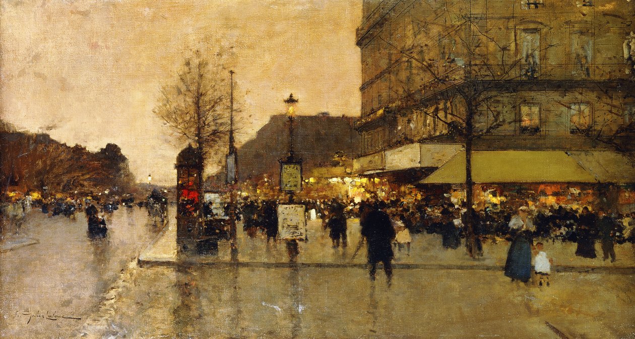 En parisisk gadescene af Eugene Galien Laloue