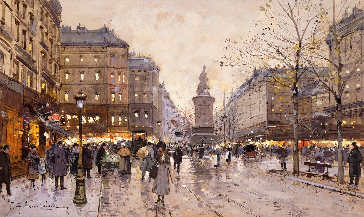 En efterårsaften i Paris af Eugene Galien Laloue