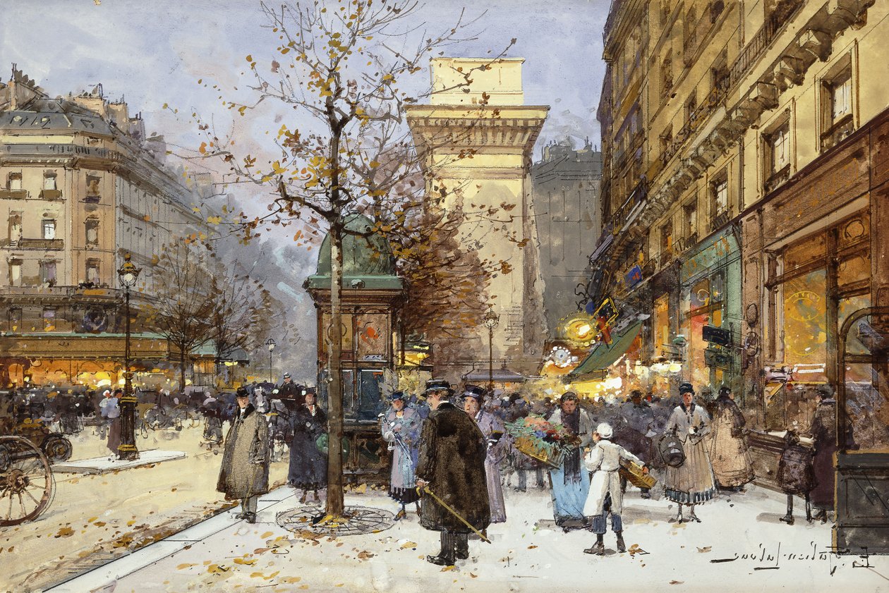 Figurer på Le Boulevard St. Denis ved Twilight af Eugene Galien Laloue