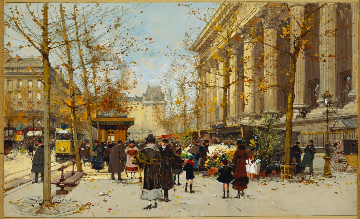 Flower Walk (gouache) af Eugene Galien Laloue