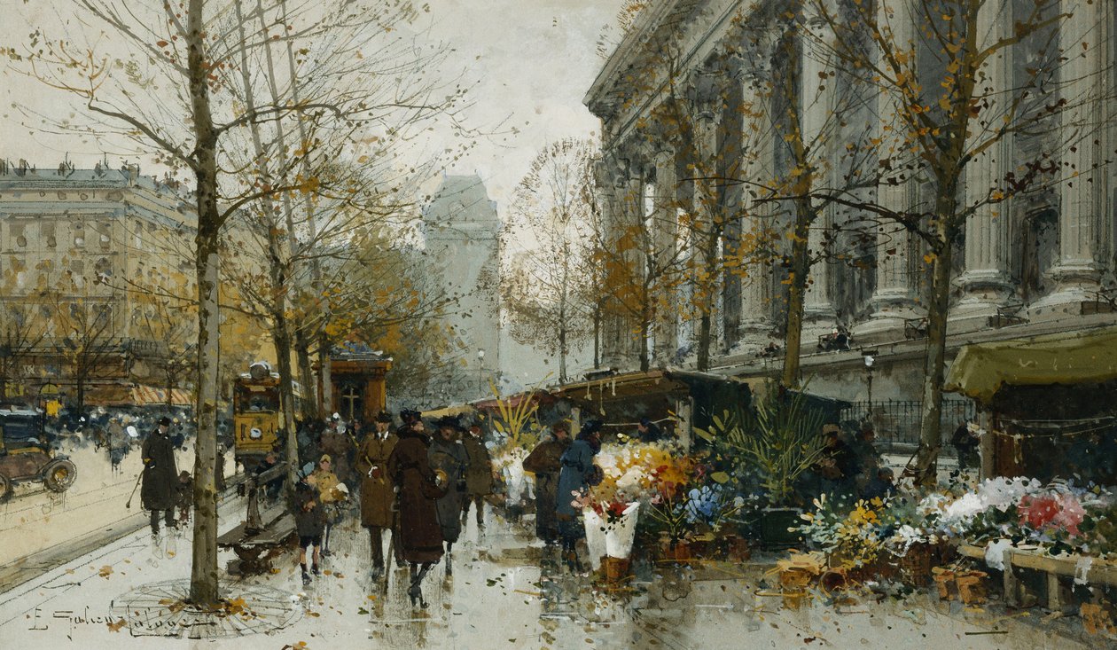 Madeleine, Paris af Eugene Galien Laloue