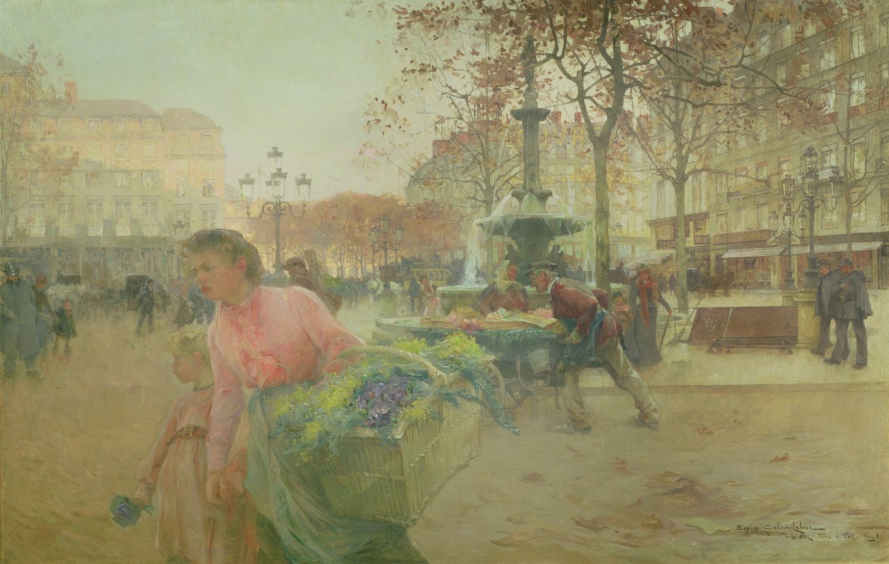 Place du Theatre Francais i Paris af Eugene Galien Laloue