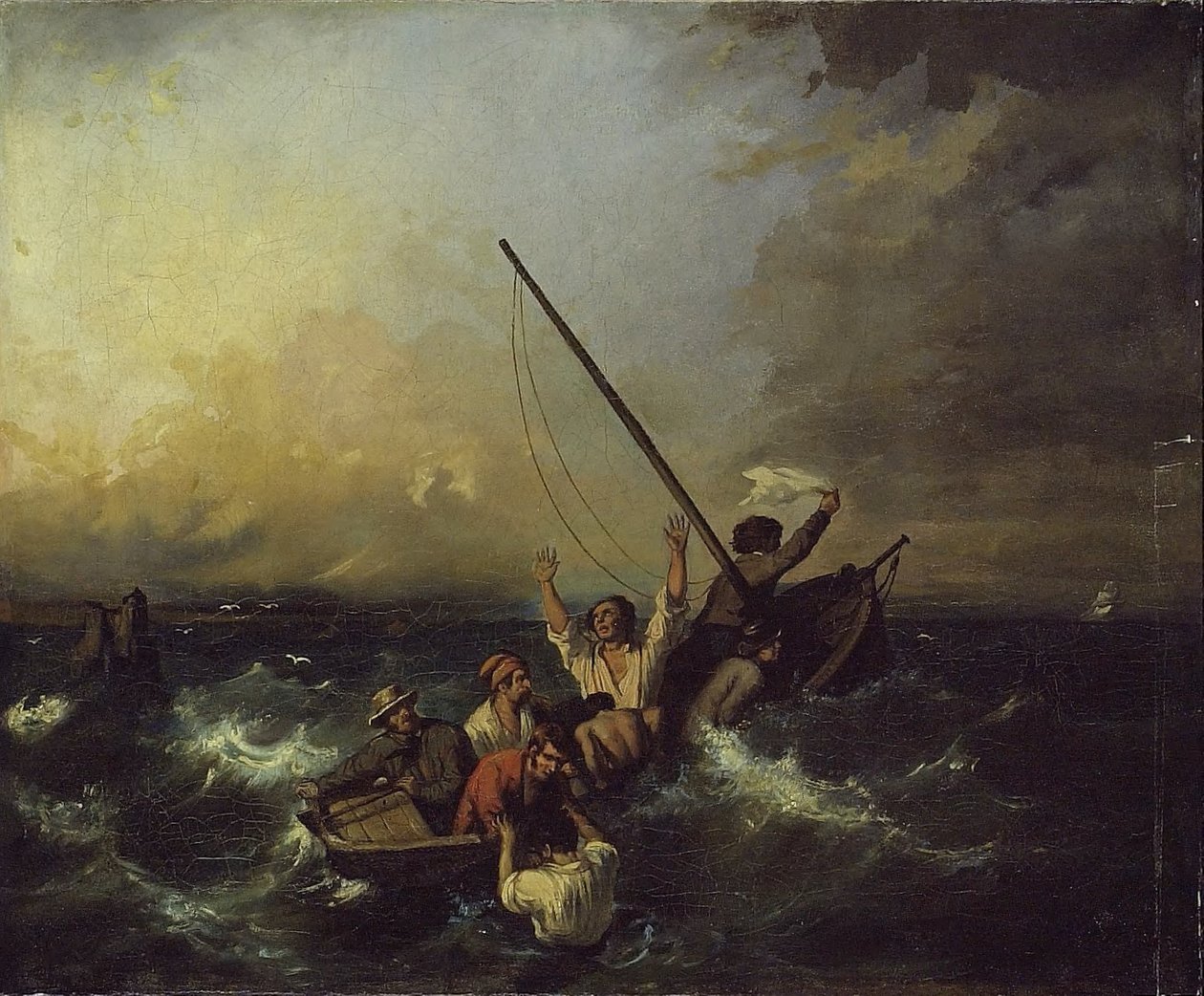 Skibsvrag (olie på lærred) af Eugene (after) Isabey