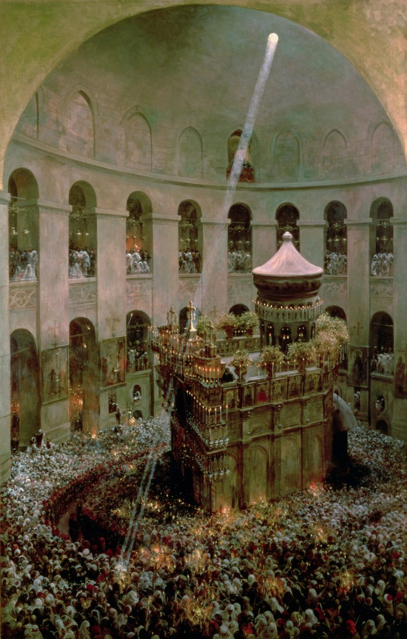 Den Hellige Gravs Kirke, Jerusalem: Fetes de Flambeaux af Eugene Alexis Girardet
