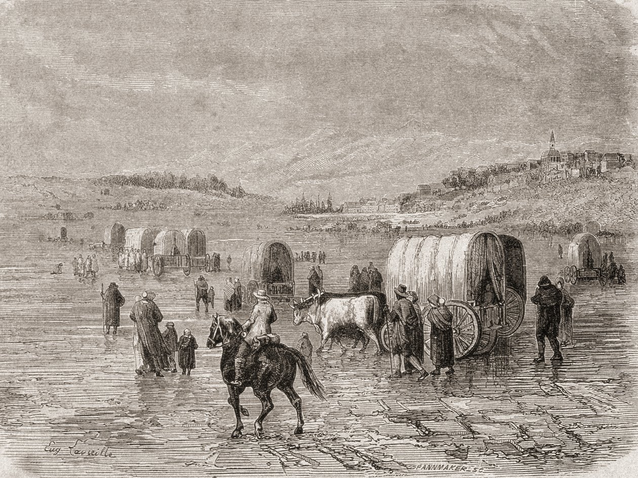 Et vogntog på vej mod vest i 1860
