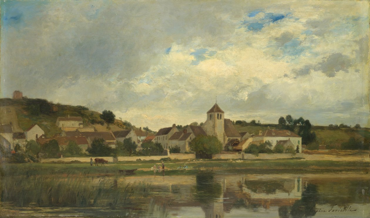 Landsbyen La Celle-sous-Moret. af Eugene Antoine Samuel Lavieille