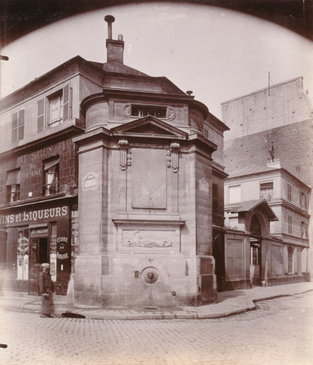 Fontaine des Haudriettes, hjørnet af rue des Archives og rue des Haudriettes, 3. arrondissement, Paris (s/h foto) af Eugène Atget