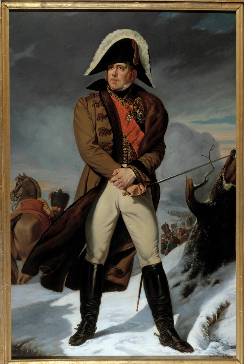 Portræt en pied af Michel Ney (1769-1815), hertug af Elchingen, prins af Moscova (Moscowa), marechal af Frankrig Maleri af Eugene Battaille (1817-1875). 19. århundrede. Svag. 2,15 x 1,4 m. - Portræt i fuld længde af Michel Ney (1769-1815), hertug af Elchin af Eugene Battaille
