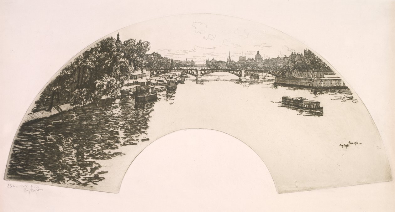 Fan, Seinen set fra Pont Royal (Éventail, La Seine vue du Pont Royal) af Eugene Bejot