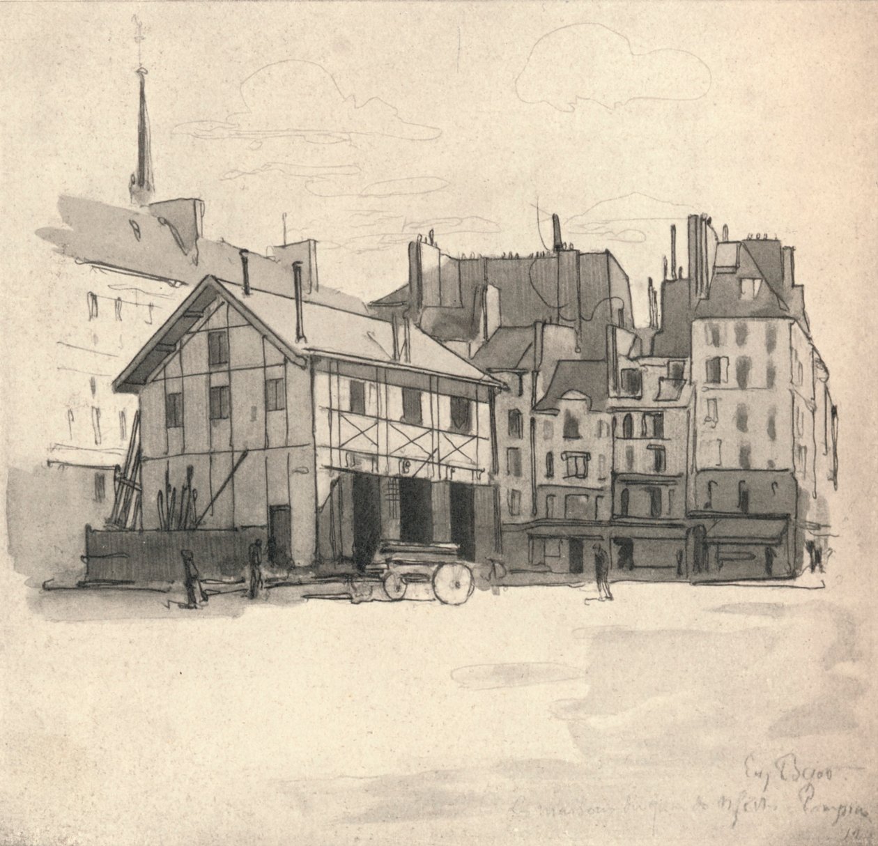 Gamle huse ved Quai des Orfevres, 1915 af Eugene Bejot