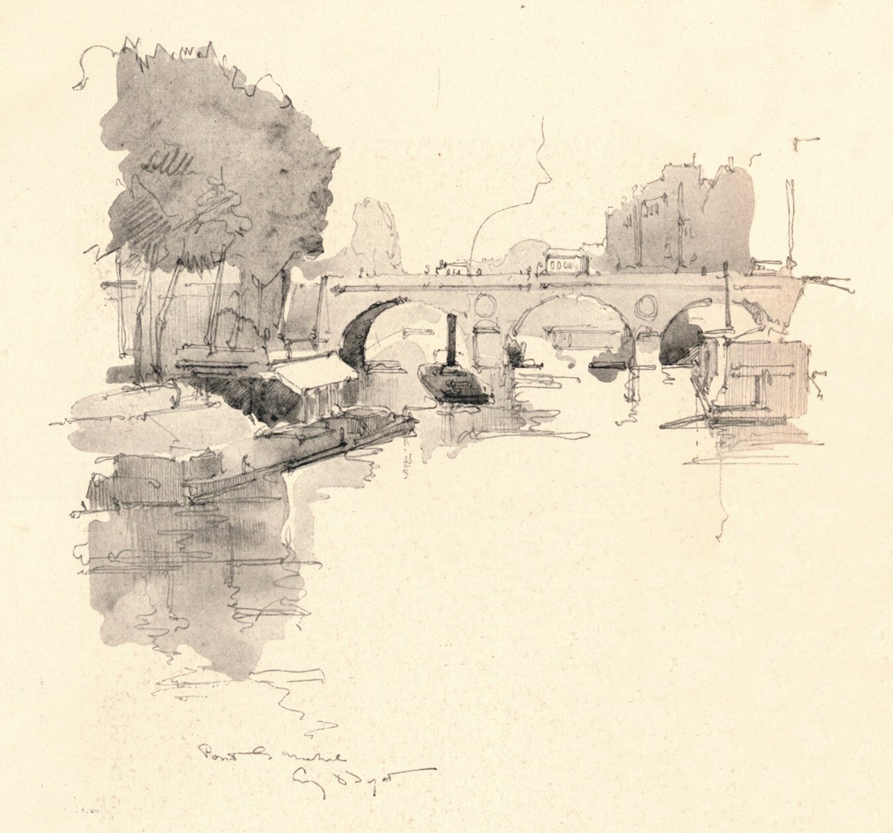 Pont St Michel, 1915 af Eugene Bejot