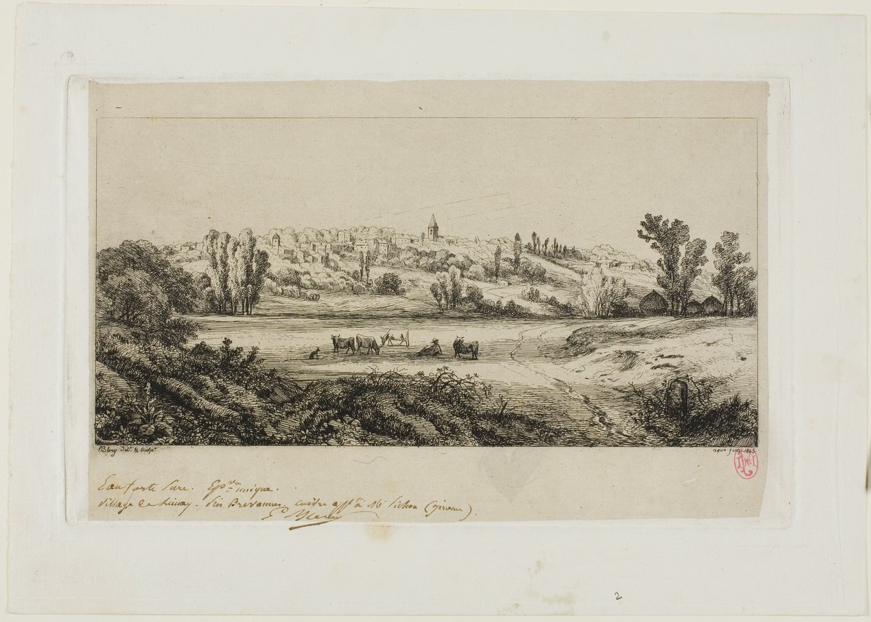 Udsigt over landsbyen Limay af Eugene Bléry