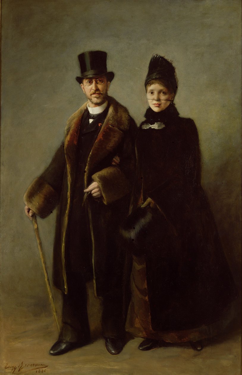 Heinrich Schliemann (1822-90) og hans Hustru af Eugene Broerman