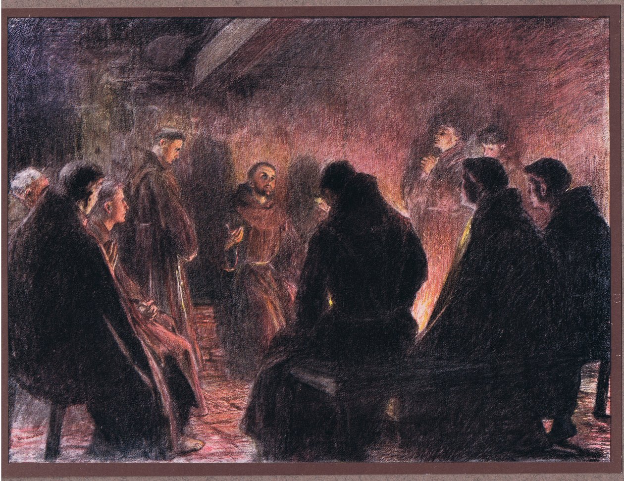 Den hellige Frans og brødrenes diskurs om Gud, 1919 af Eugene Burnand